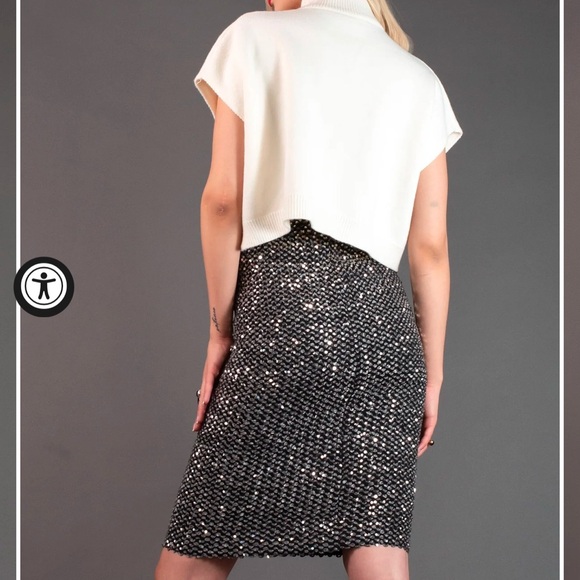 SEQUIN EMBELLISHED PENCIL SKIRT - Picture 4 of 8